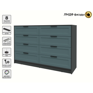 Kомод Тренд КТ-К157 (Антрацит ЛДСП/ Верде ЛМДФ) Ш1565 В1020 Г451 Kомод Тренд КТ-К157 (Антрацит ЛДСП/ Верде ЛМДФ) Ш1565 В1020 Г451